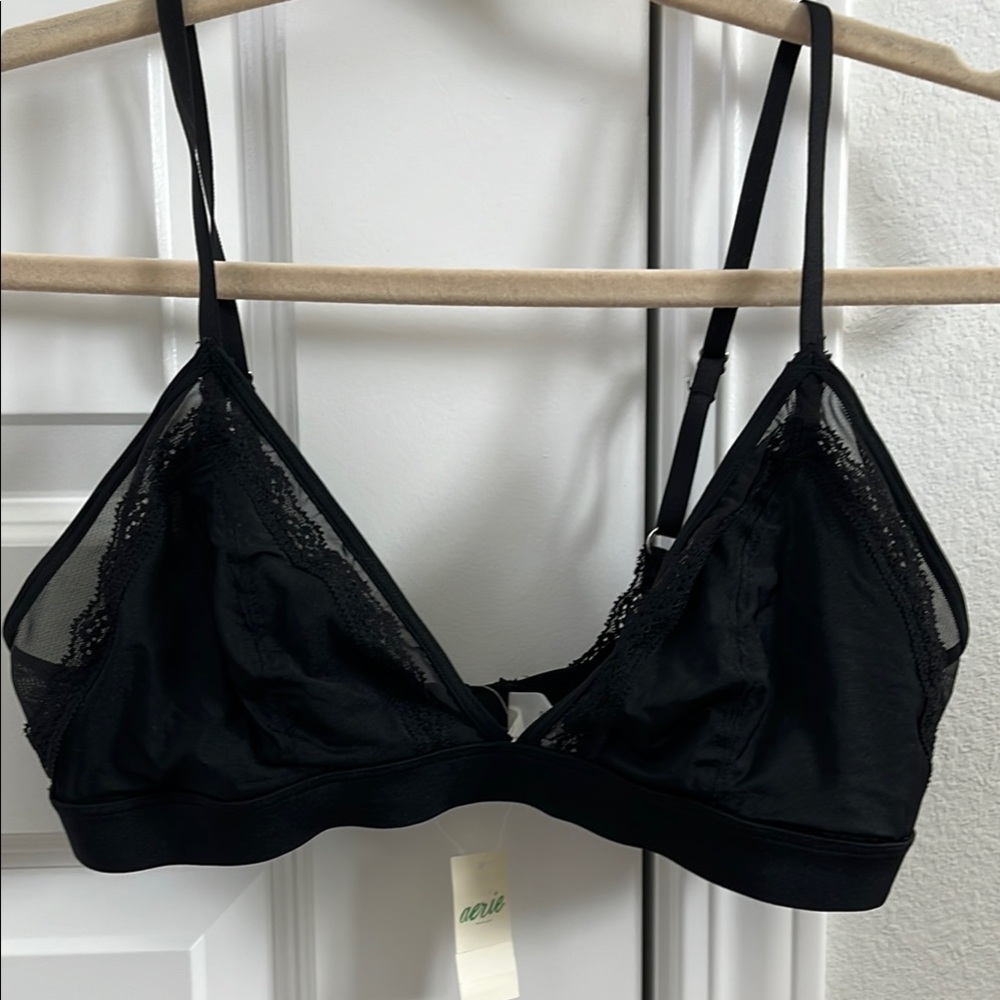 NWT Aerie Black Triangle Bralette with Adjustable Straps